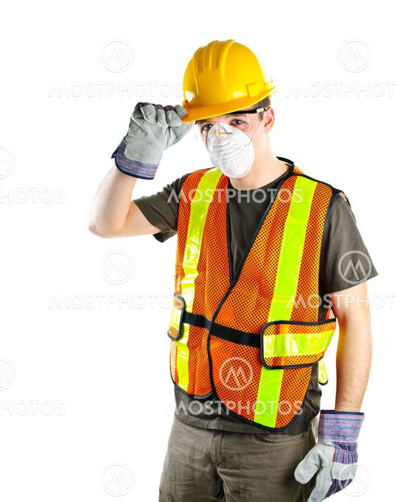 Construction worker wearing safety equipment
