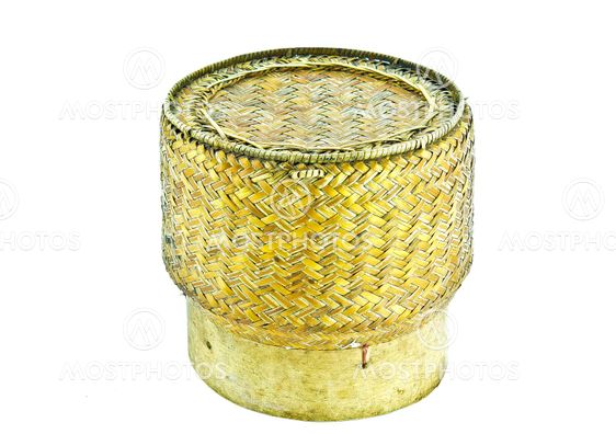 Basketwork with Bamboo on white background