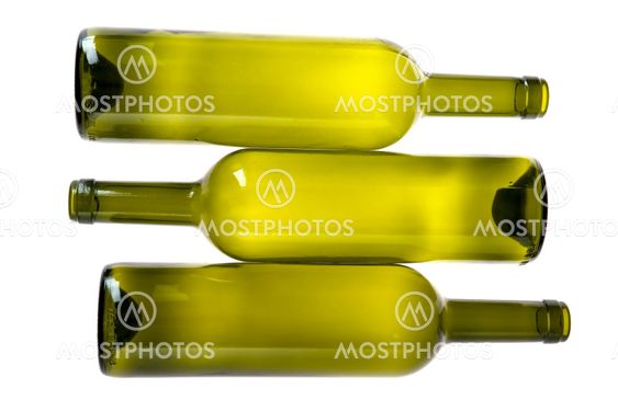 Empty wine bottle on white