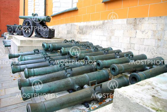 Ancient artillery Cannons In The Moscow Kremlin, Russia
