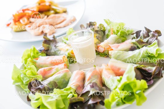 Fresh vegetable noodle spring roll, diet food, clean...
