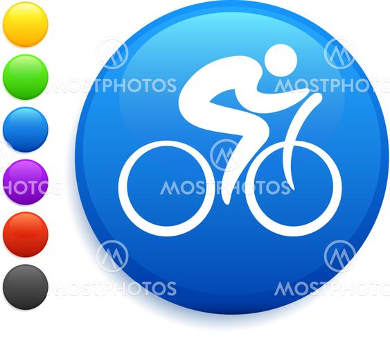 cyclist icon on round internet button