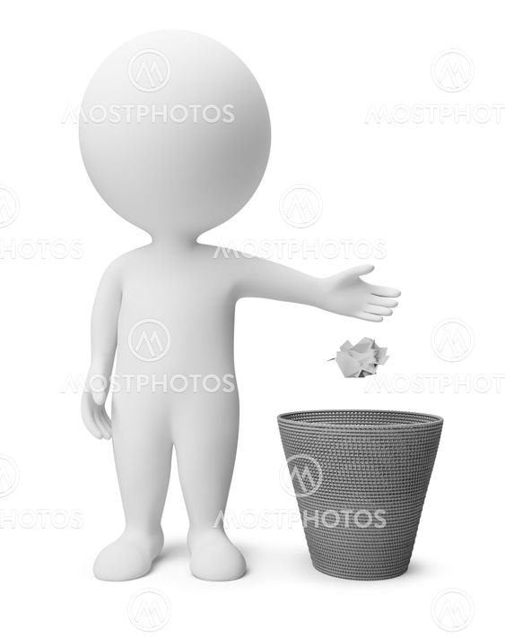 3d small people - garbage basket