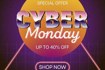 Retro futuristic cyber monday concept