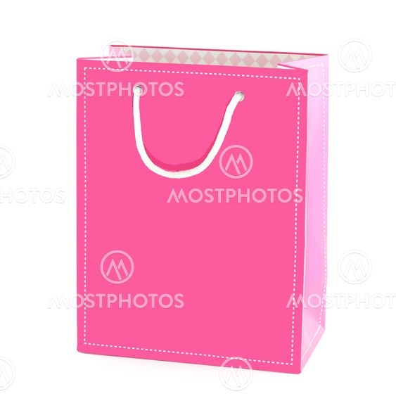 pink shopping bag isolated on white background