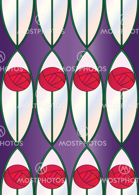 Stained Glass Roses Seamless Tile