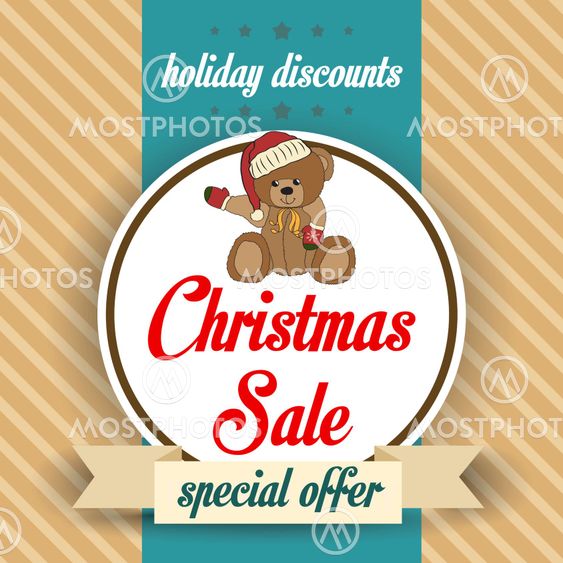 Christmas sale design with teddy bear
