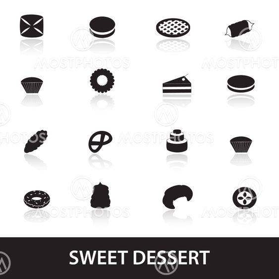 sweet desserts black icons eps10