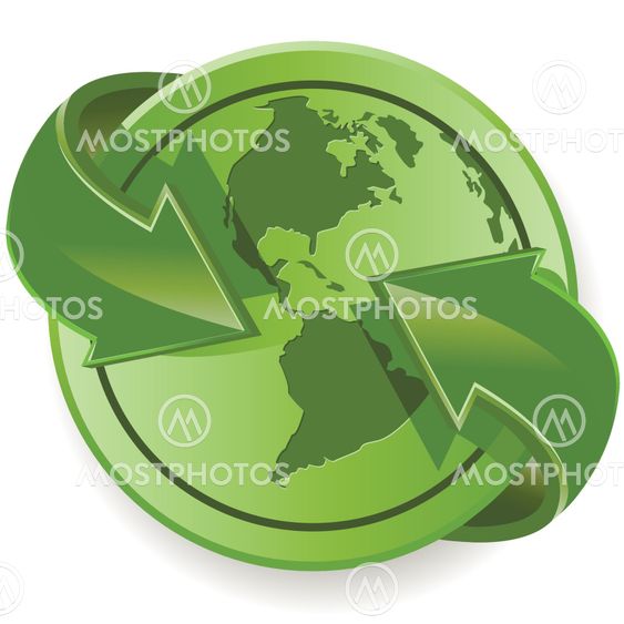 globe and green arrows