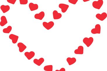 Small red hearts coming together to create a larger...