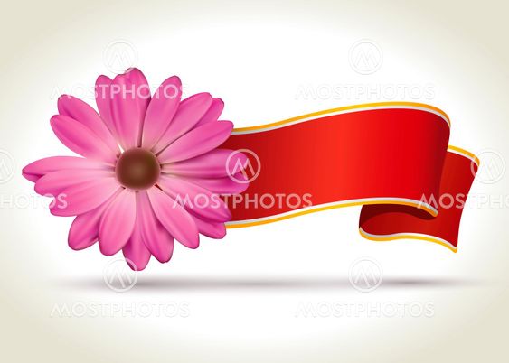 Ribbon with vector flower