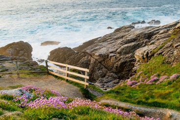 Rough and rocky shore at Malin Head, Ireland's...