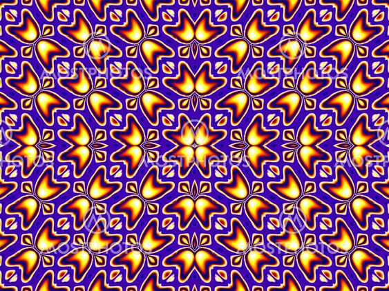 Blue and orange pattern wallpaper
