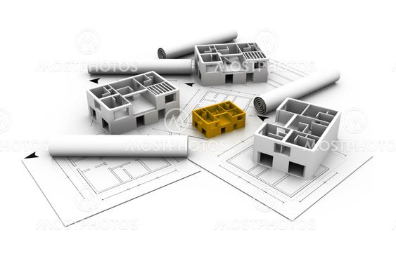 3d architecture house blue print plan