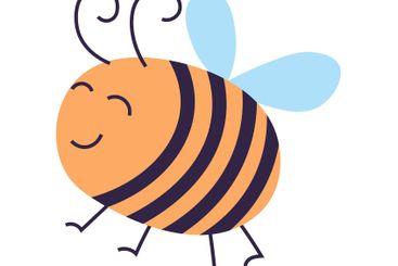 Whimsical Cartoon Bee Illustration - A Blissful Bug with...