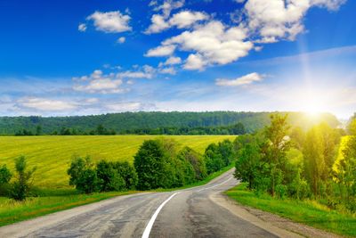 country road and beautiful sunset