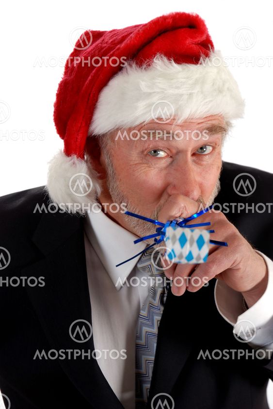 Business Santa and noisemaker