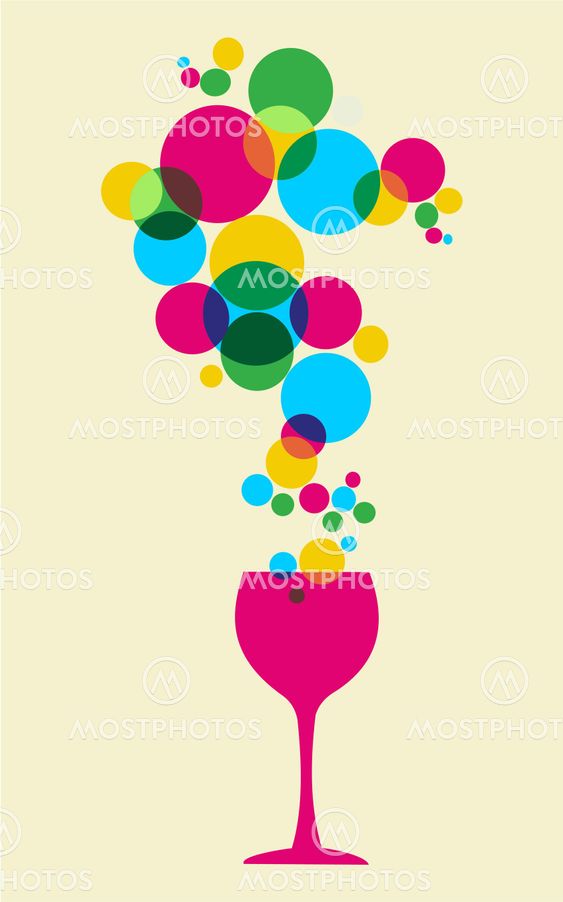 Glass and bubbles party illustration background