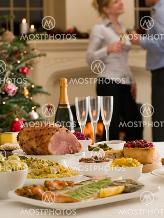 Boxing Day Buffet Lunch Christmas Tree and Log Fire