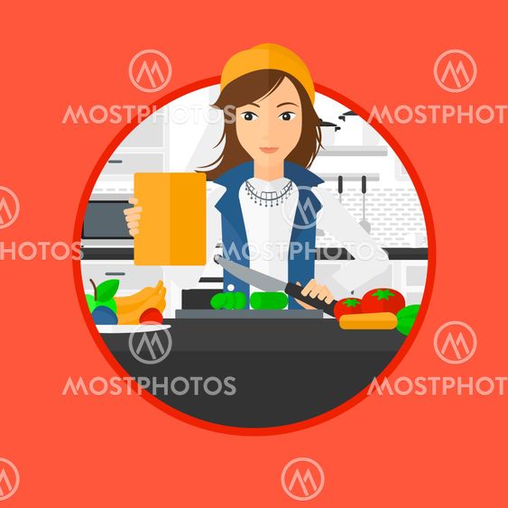 Woman cooking healthy vegetable salad.