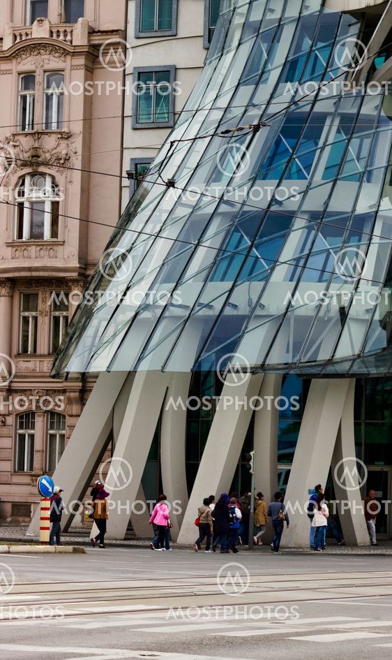 View of a part of a Dancing House in Prague
