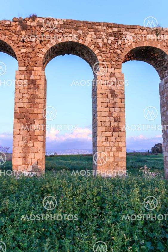Remains of an ancient Roman aqueduct between Acre and Nahariya