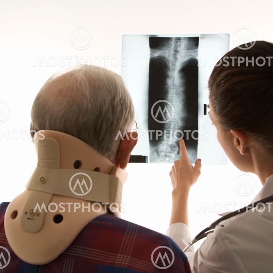 Doctor and injured patient.