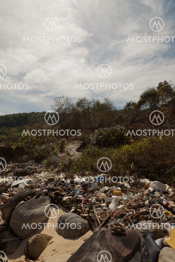 Spontaneous garbage dump on a beach Vietnam