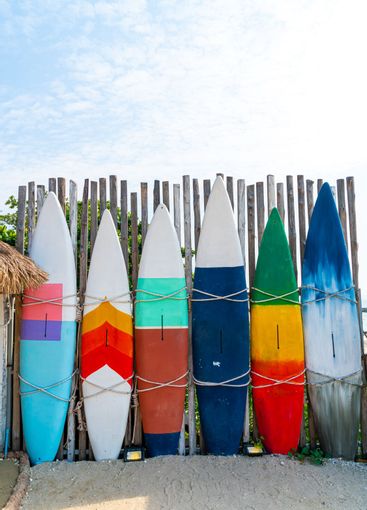 beautiful and colourful surf board