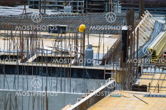 Many details of empty construction site area