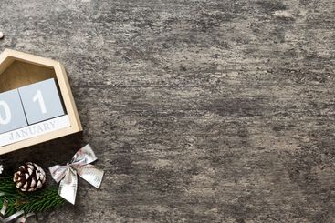 Christmas calendar 1 january. Christmas gift, fir...