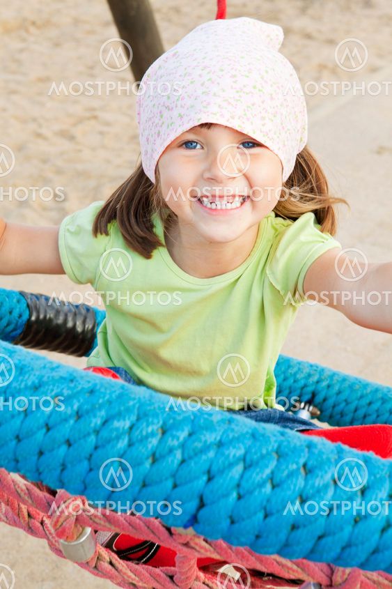 small girl on kindergarten playground