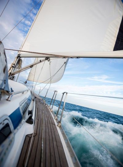 Luxury Sail Boat Sailing On Sea