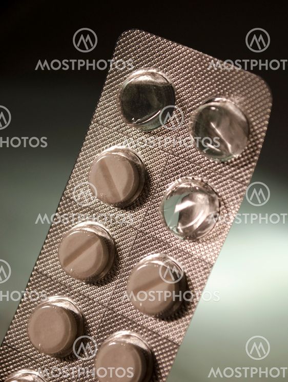 Opened strip of prescription medication drugs