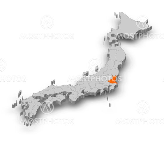 Map - Japan, Ibaraki - 3D-Illustration