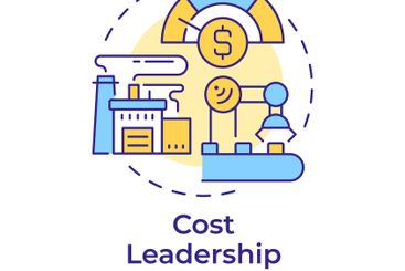 Cost leadership multi color concept icon