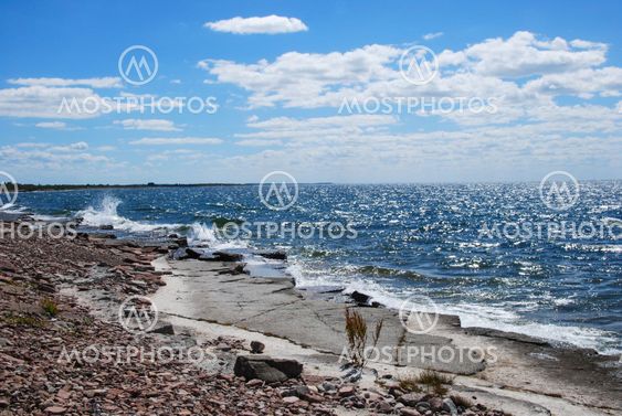 Flat limestone rocks by the coast