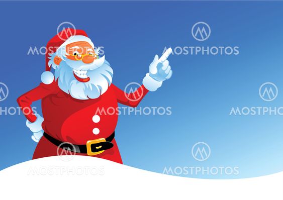 Happy Santa on winter background