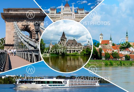 Set of historical places in Budapest city, Hungary