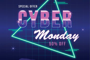 Retro futuristic cyber monday concept