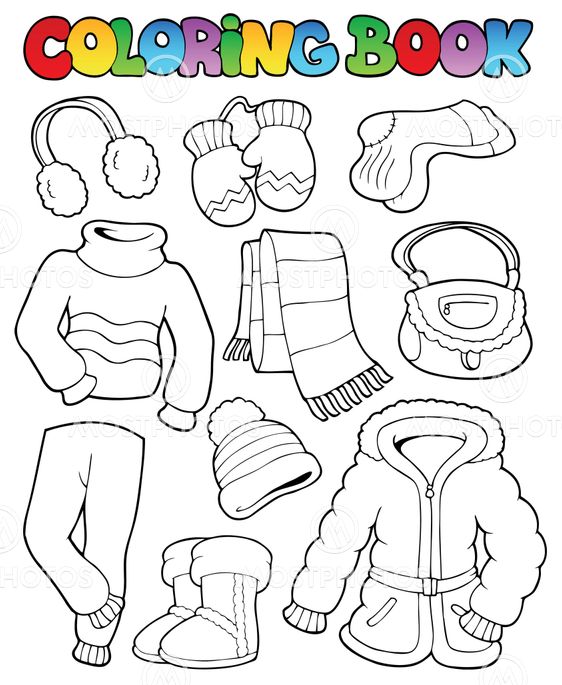 Coloring book winter apparel 1