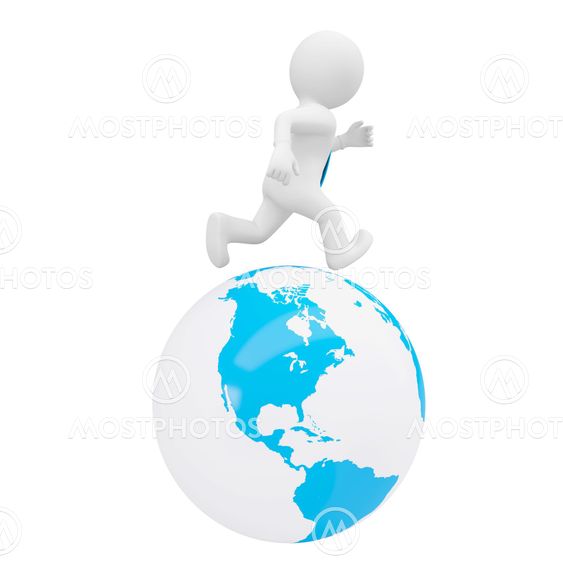 3d man running on the planet