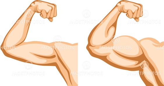 Before and After. Two hands shows progress after fitness.