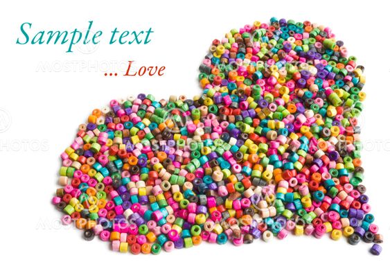 Colorful wooden beads heart