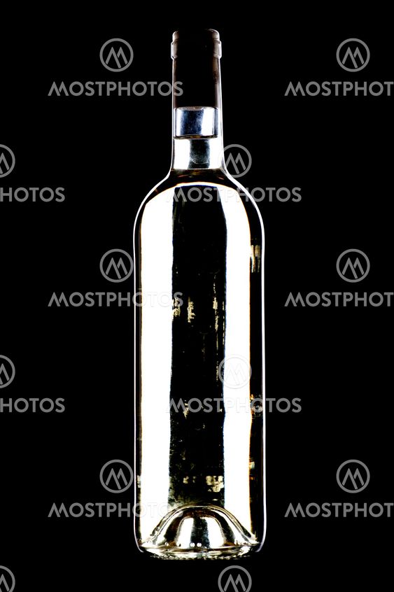 White wine bottle on black