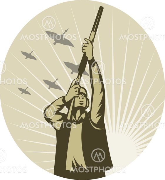 Hunter aiming a shotgun rifle