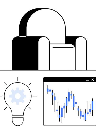Home Office Investment Strategy with Chair, Light Bulb,...