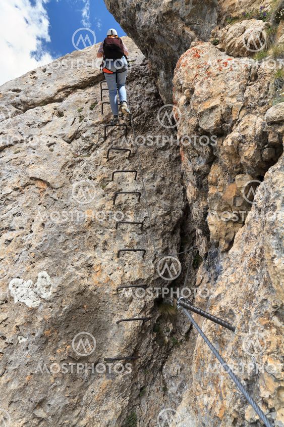 Dolomiti - climber on Via Ferrata