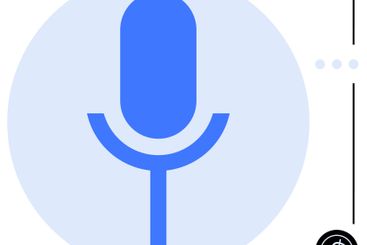 Blue microphone symbol with dollar sign, representing...