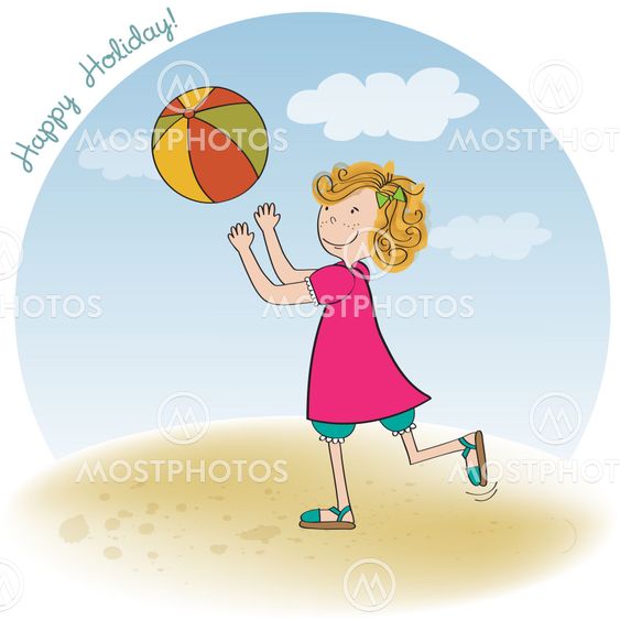 girl playing ball on the beach